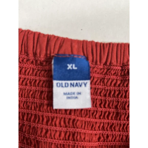 Old Navy‎ Shirt Womens XL Embroidered Floral Peasant Boho Top Short Sleeve - Picture 4 of 15